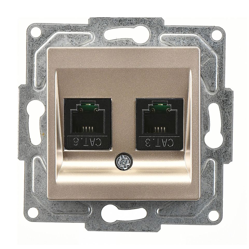 Günsan Eqona Metalik Bej Vidalı Data & Nümeris Telefon Prizi (RJ45 Cat5E + Cat3)