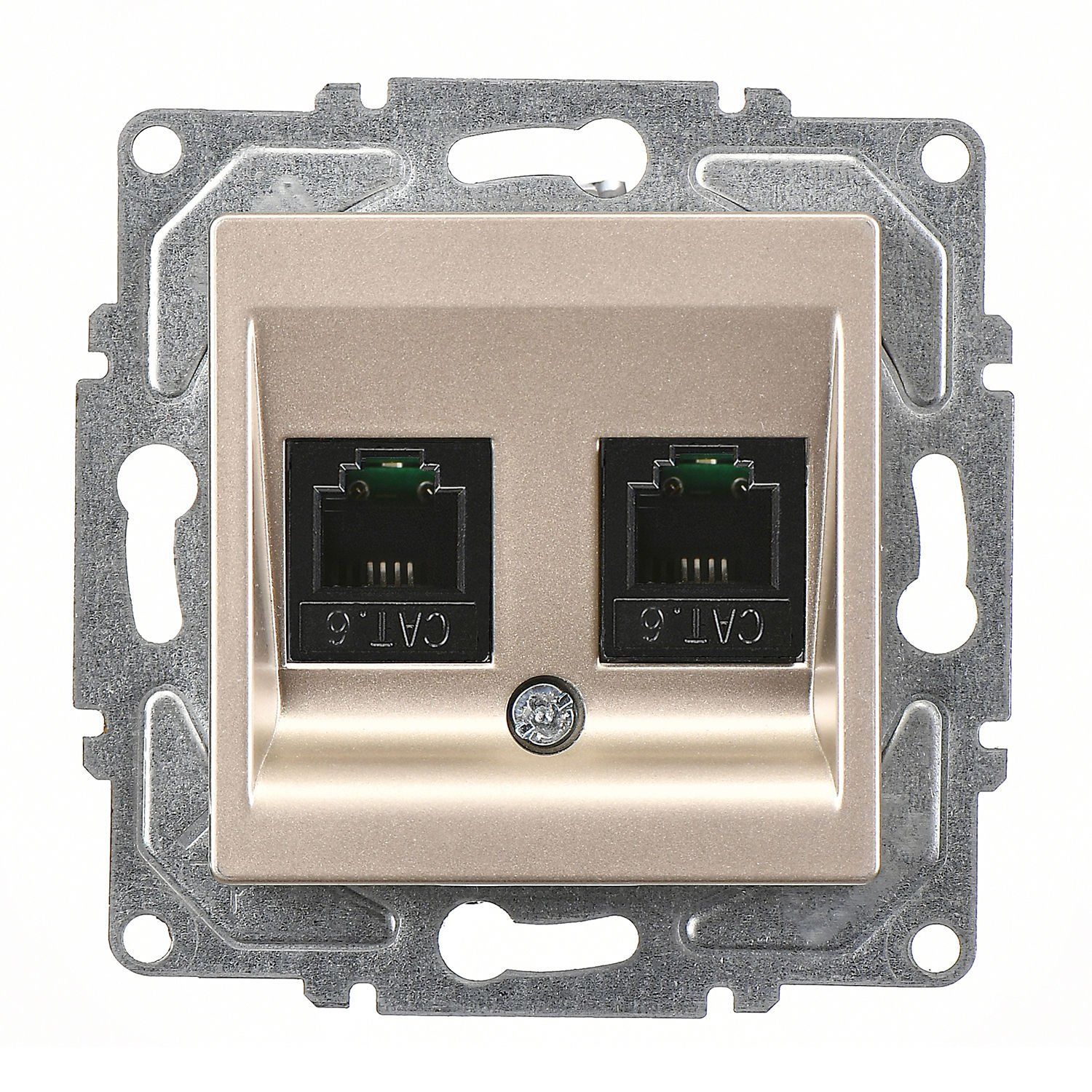 Günsan Eqona Metalik Bej Vidalı İkili Data Prizi (2 x RJ45 Cat6)