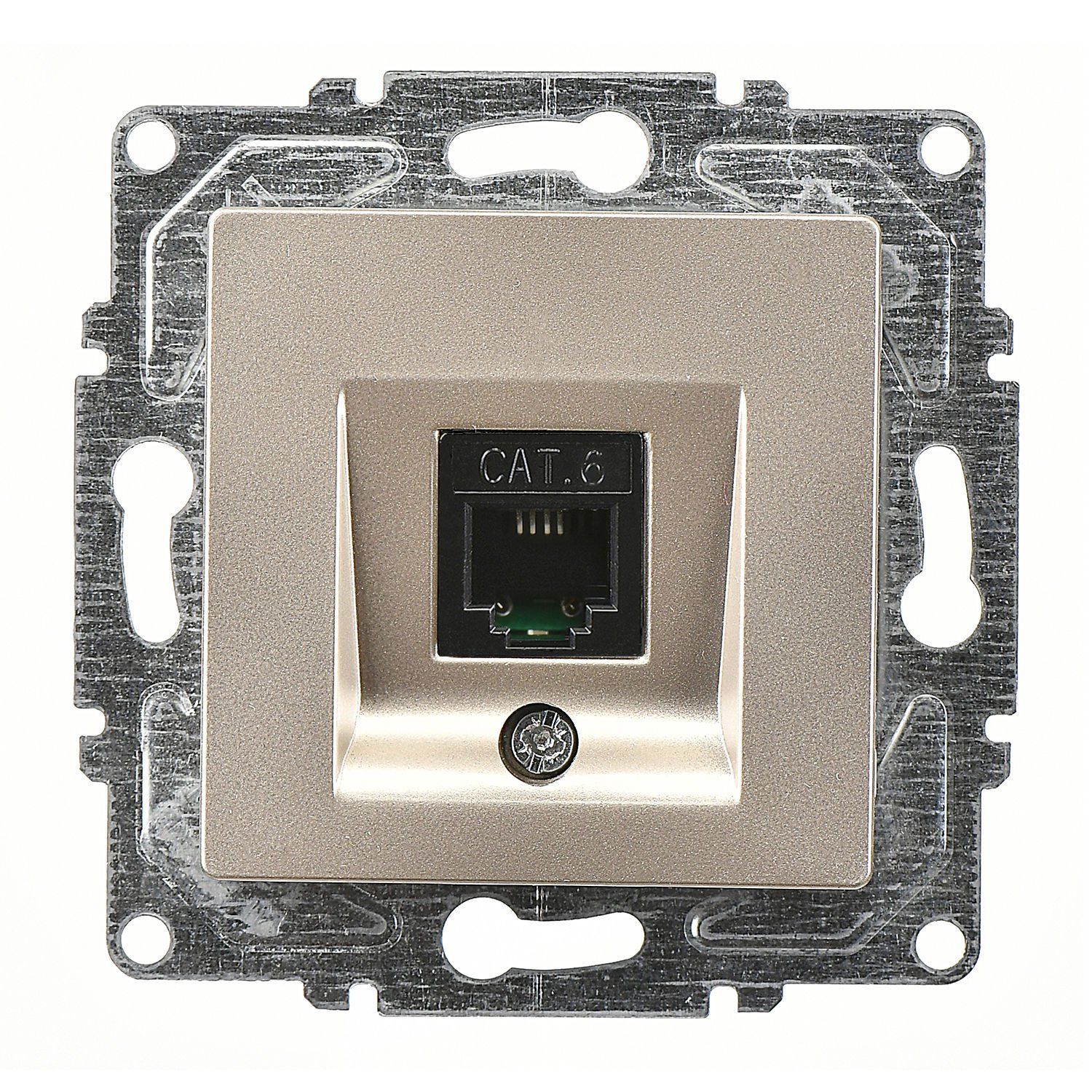 Günsan Eqona Metalik Bej Vidalı Tekli Data Prizi (RJ45 Cat6)