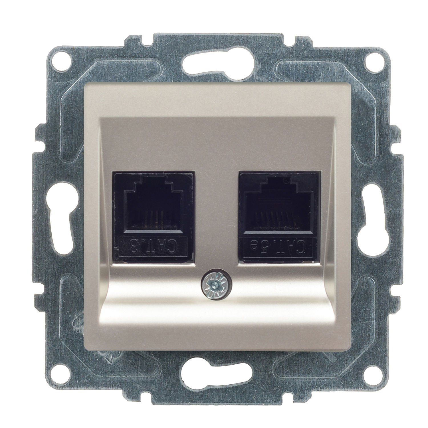 Günsan Eqona Metalik Bej Vidalı Data & Nümeris Telefon Prizi (RJ45 Cat5E + Cat3)