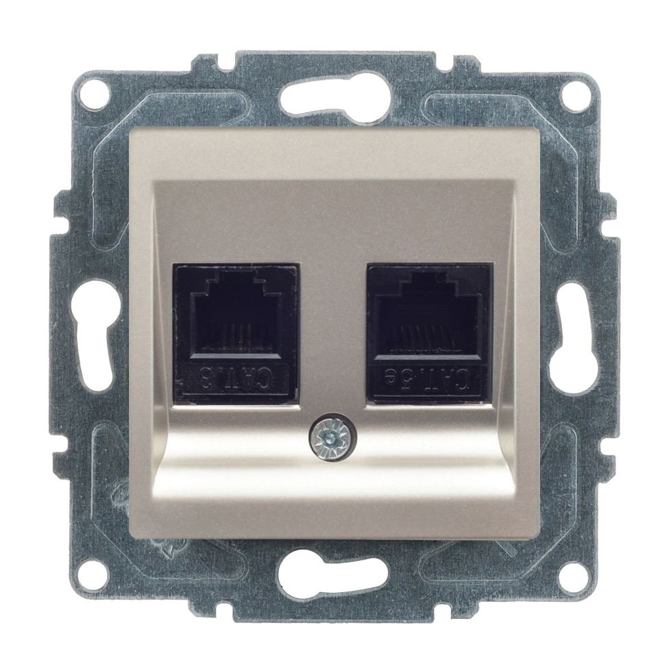 Günsan Eqona Metalik Bej Vidalı Data & Nümeris Telefon Prizi (RJ45 Cat5E + Cat3)