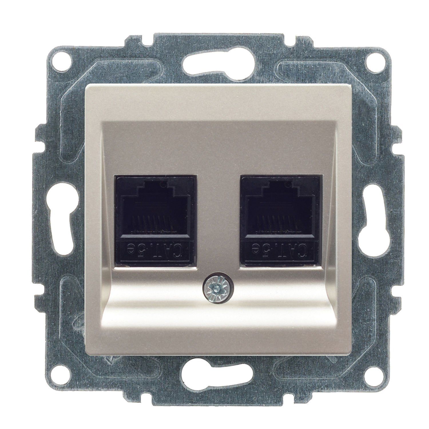 Günsan Eqona Metalik Bej Vidalı İkili Data Prizi (2 x RJ45 Cat5E)