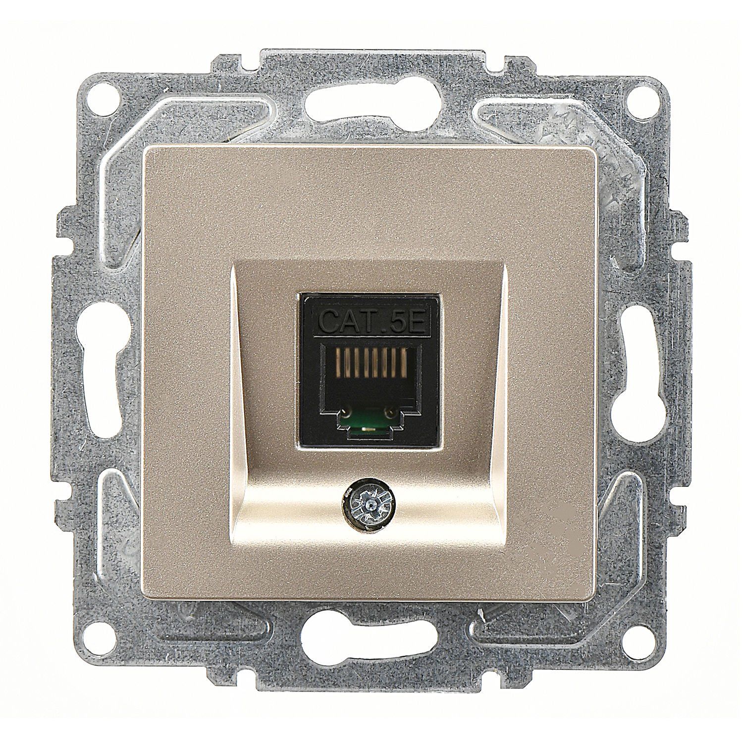 Günsan Eqona Metalik Bej Vidalı Tekli Data Prizi (RJ45 Cat5E)