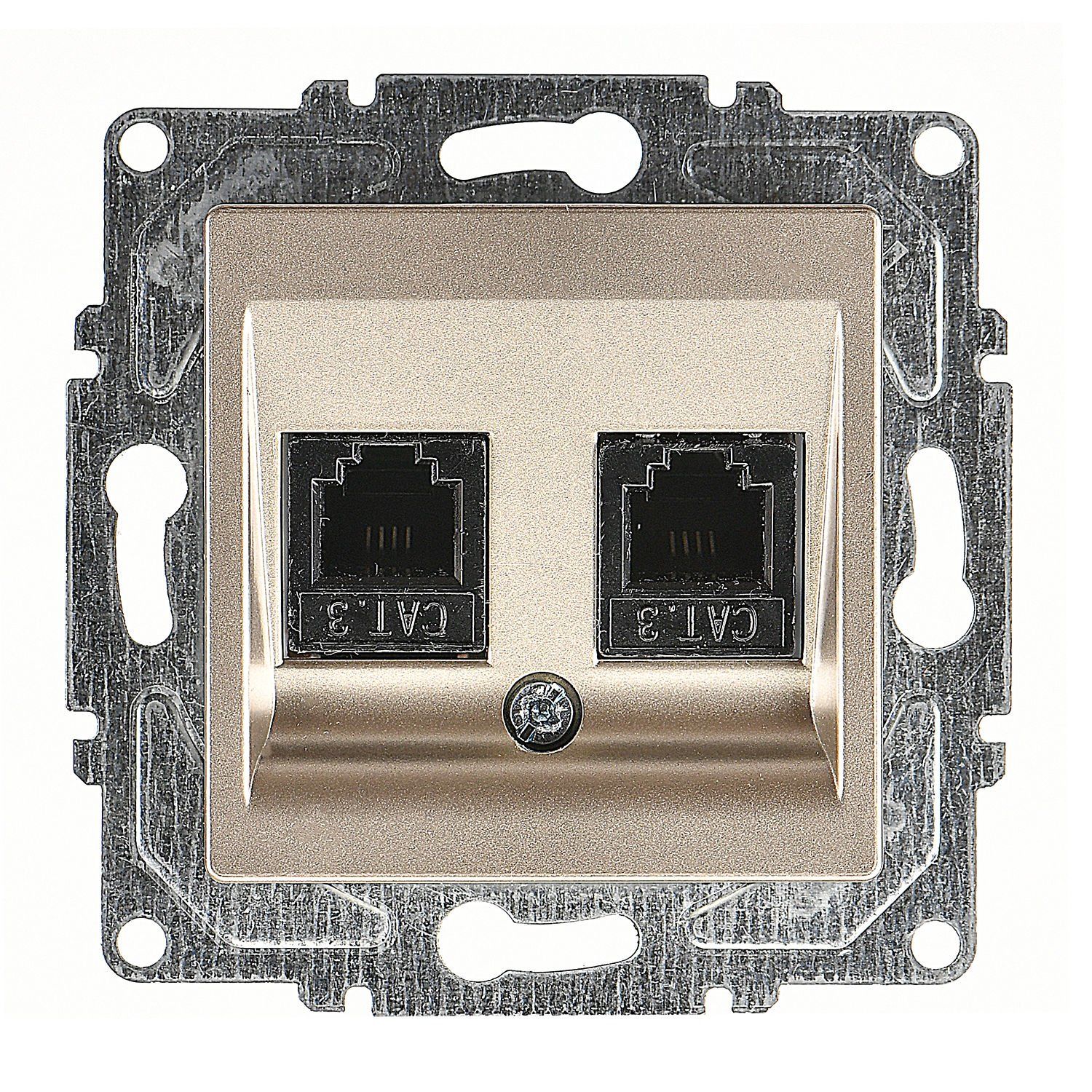 Günsan Eqona Metalik Bej Vidalı İkili Nümeris Telefon Prizi (2 x Cat3)