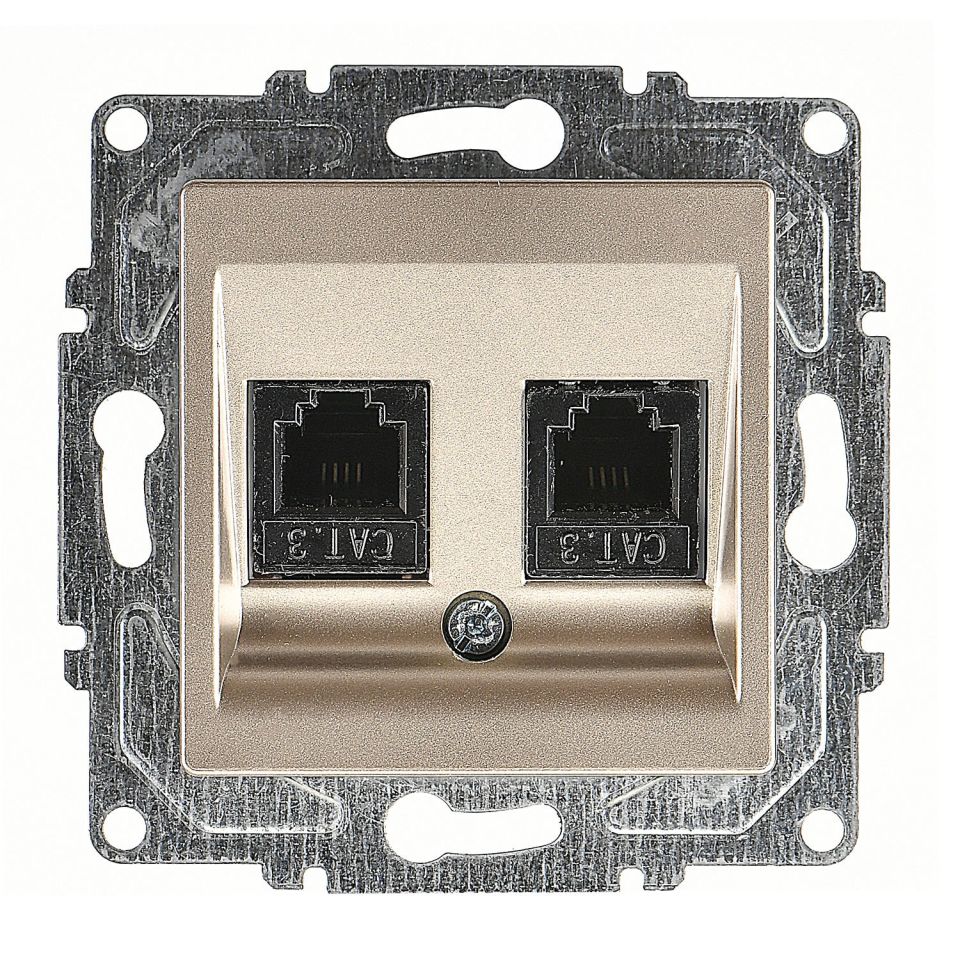 Günsan Eqona Metalik Bej Vidalı İkili Nümeris Telefon Prizi (2 x Cat3)