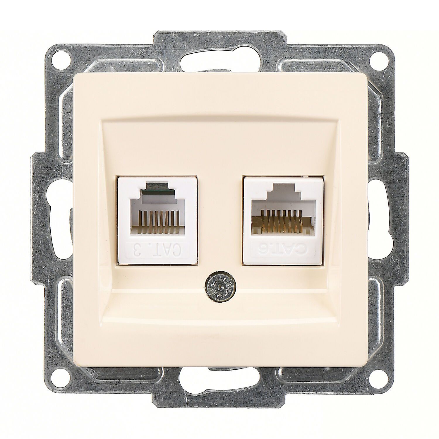 Günsan Visage Data + Nümeris Telefon Prizi (RJ45 Cat6 + Cat3) Krem