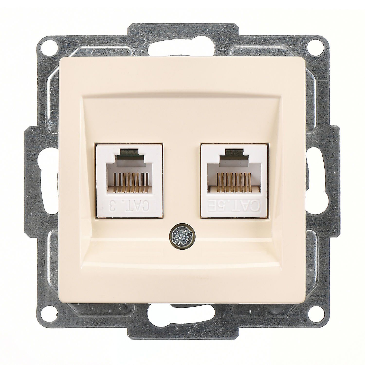 Günsan Visage Data + Nümeris Telefon Prizi (RJ45 Cat5E + Cat3) Krem