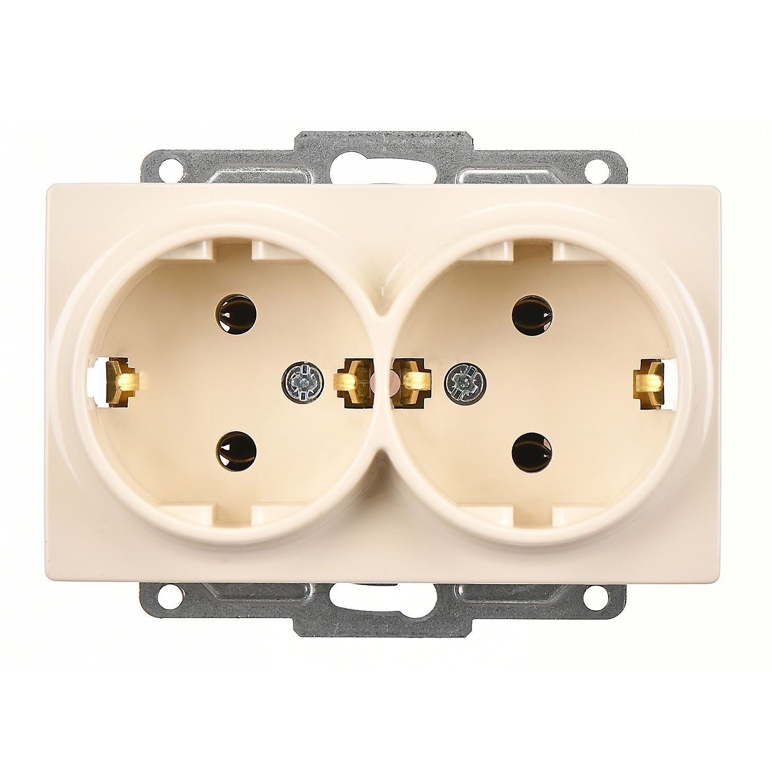 Günsan Visage Krem İkili Topraklı Priz- 16A 250V - Vidalı