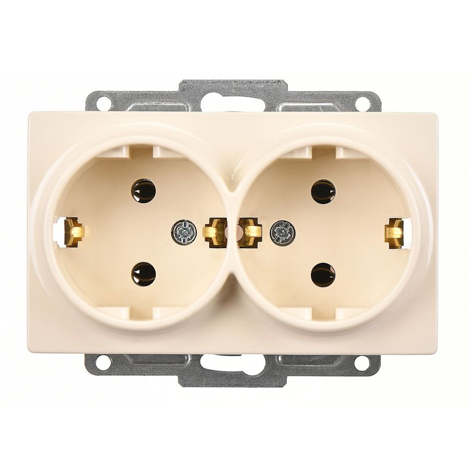 Günsan Visage Krem İkili Topraklı Priz- 16A 250V - Vidalı