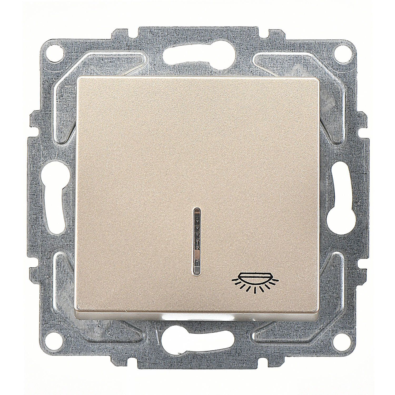 Günsan Eqona Metalik Bej Vidalı Eqona Işıklı Liht Anahtar