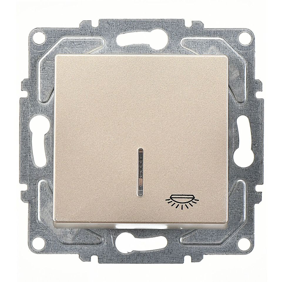 Günsan Eqona Metalik Bej Vidalı Eqona Işıklı Liht Anahtar