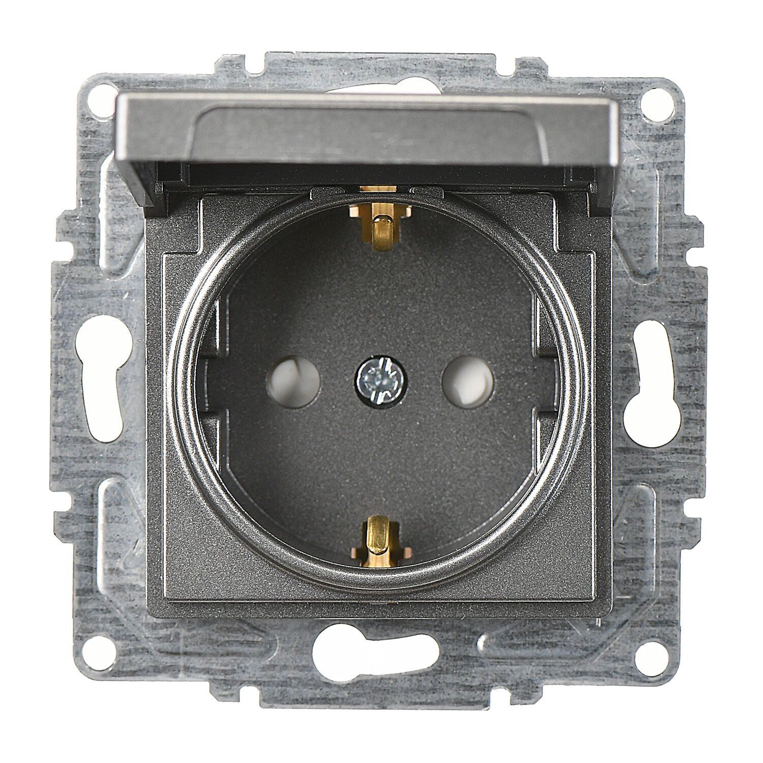 Günsan Eqona Füme Çocuk Korumalı Kapaklı Topraklı Priz- 16A 250V - Klipsli