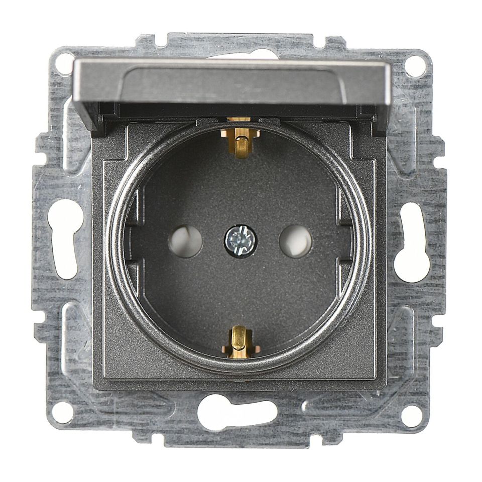 Günsan Eqona Füme Çocuk Korumalı Kapaklı Topraklı Priz- 16A 250V - Klipsli