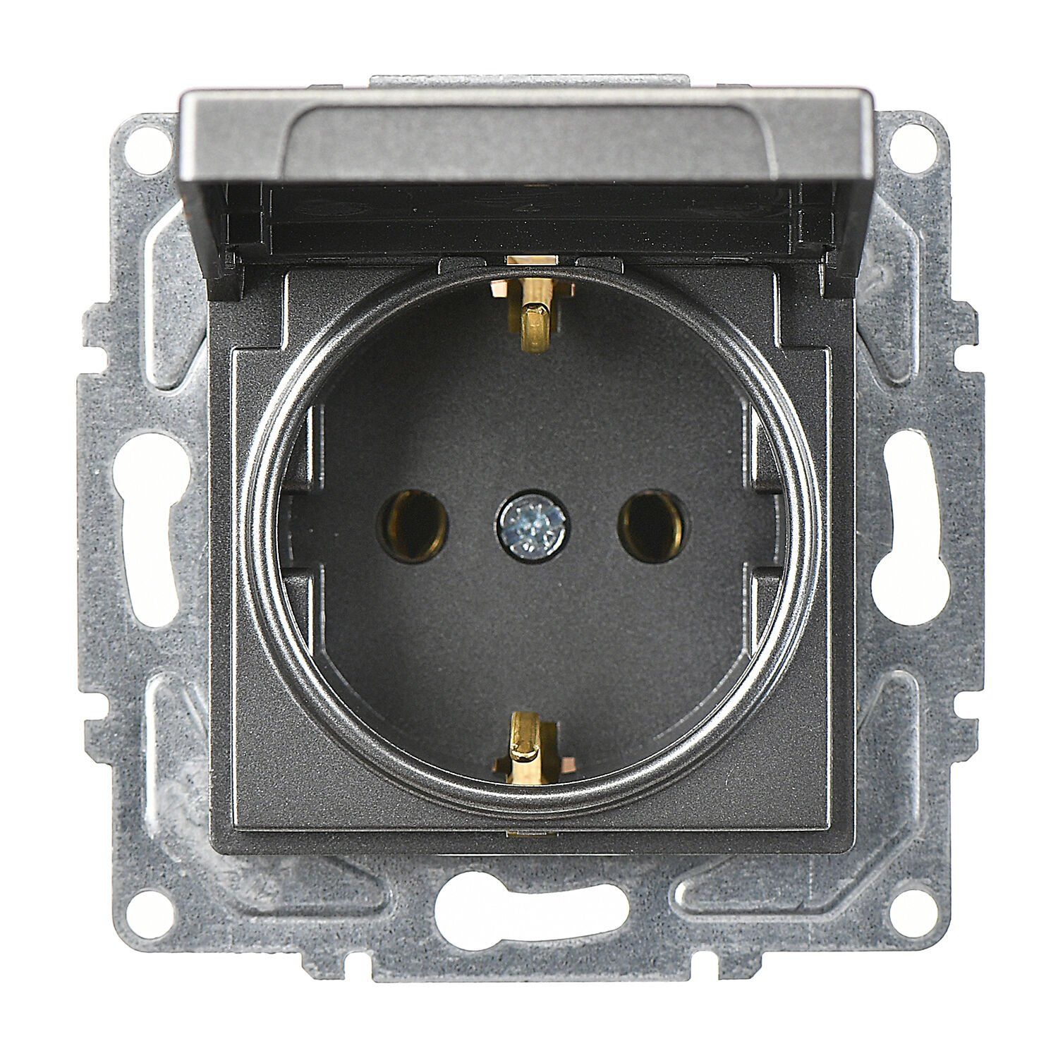 Günsan Eqona Füme Kapaklı Topraklı Priz- 16A 250V - Klipsli