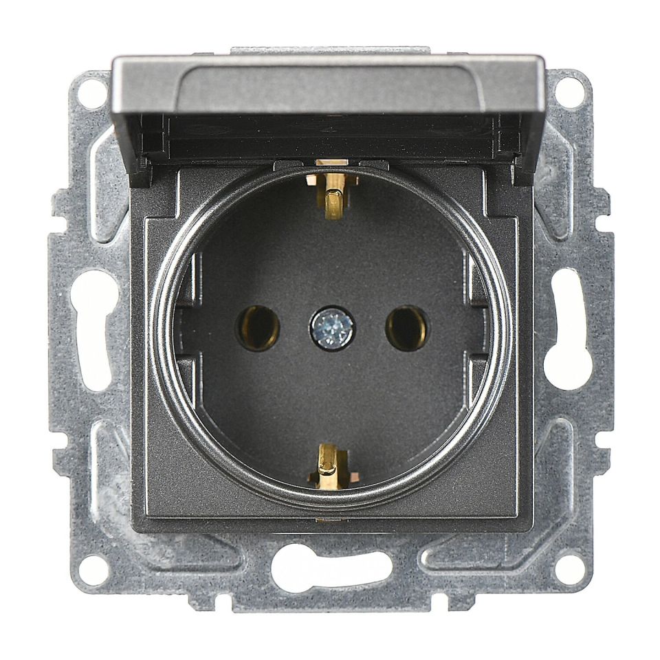 Günsan Eqona Füme Kapaklı Topraklı Priz- 16A 250V - Klipsli
