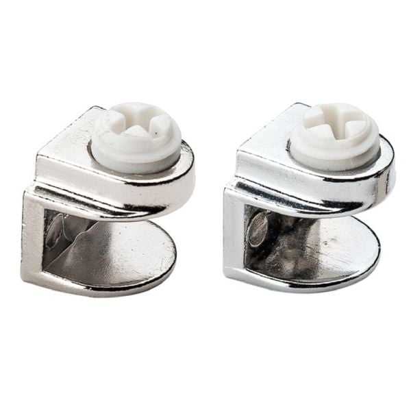 Metal Cam Raf Tutucu Düz Krom Plastik Vidalı (5 Adet )