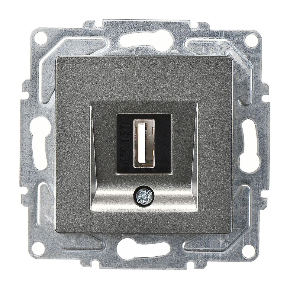 Günsan Eqona Füme Vidalı USB Data Prizi