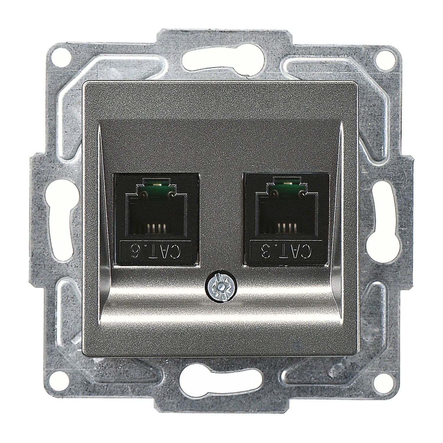 Günsan Eqona Füme Vidalı Data & Nümeris Telefon Prizi (RJ45 Cat5E + Cat3)