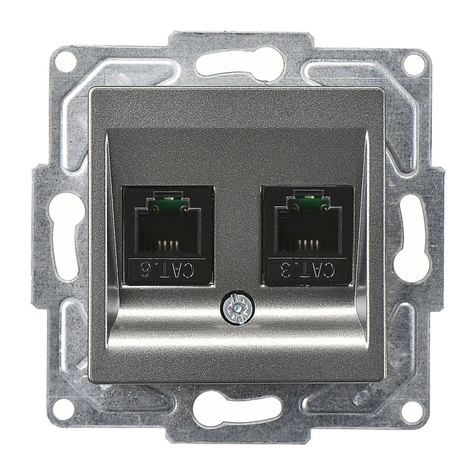 Günsan Eqona Füme Vidalı Data & Nümeris Telefon Prizi (RJ45 Cat5E + Cat3)