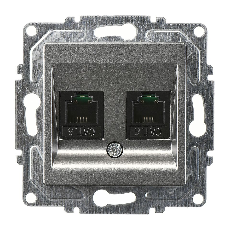 Günsan Eqona Füme Vidalı İkili Data Prizi (2 x RJ45 Cat6)