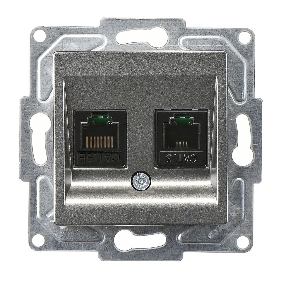 Günsan Eqona Füme Vidalı Data & Nümeris Telefon Prizi (RJ45 Cat5E + Cat3)