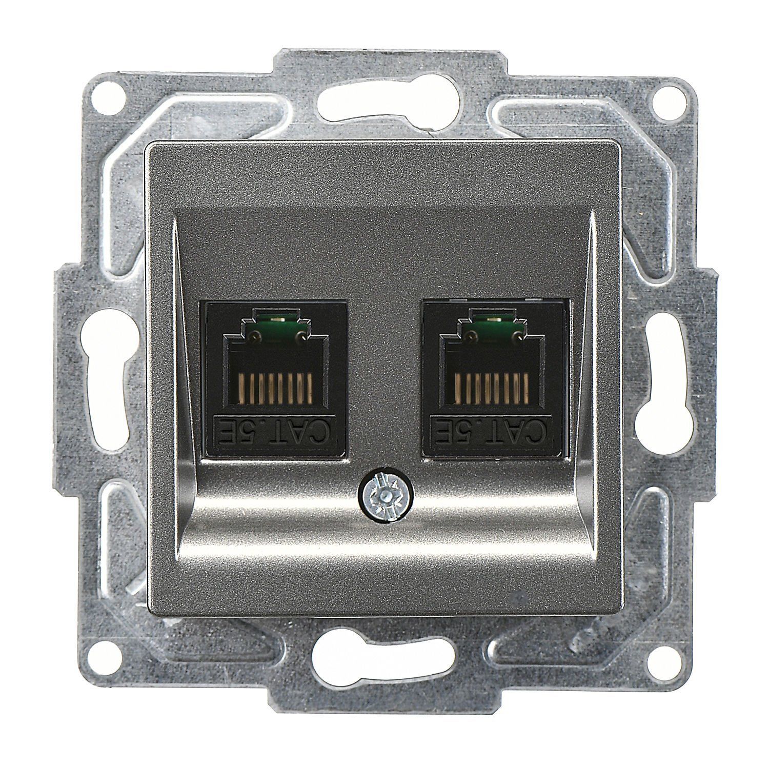 Günsan Eqona Füme Vidalı İkili Data Prizi (2 x RJ45 Cat5E)