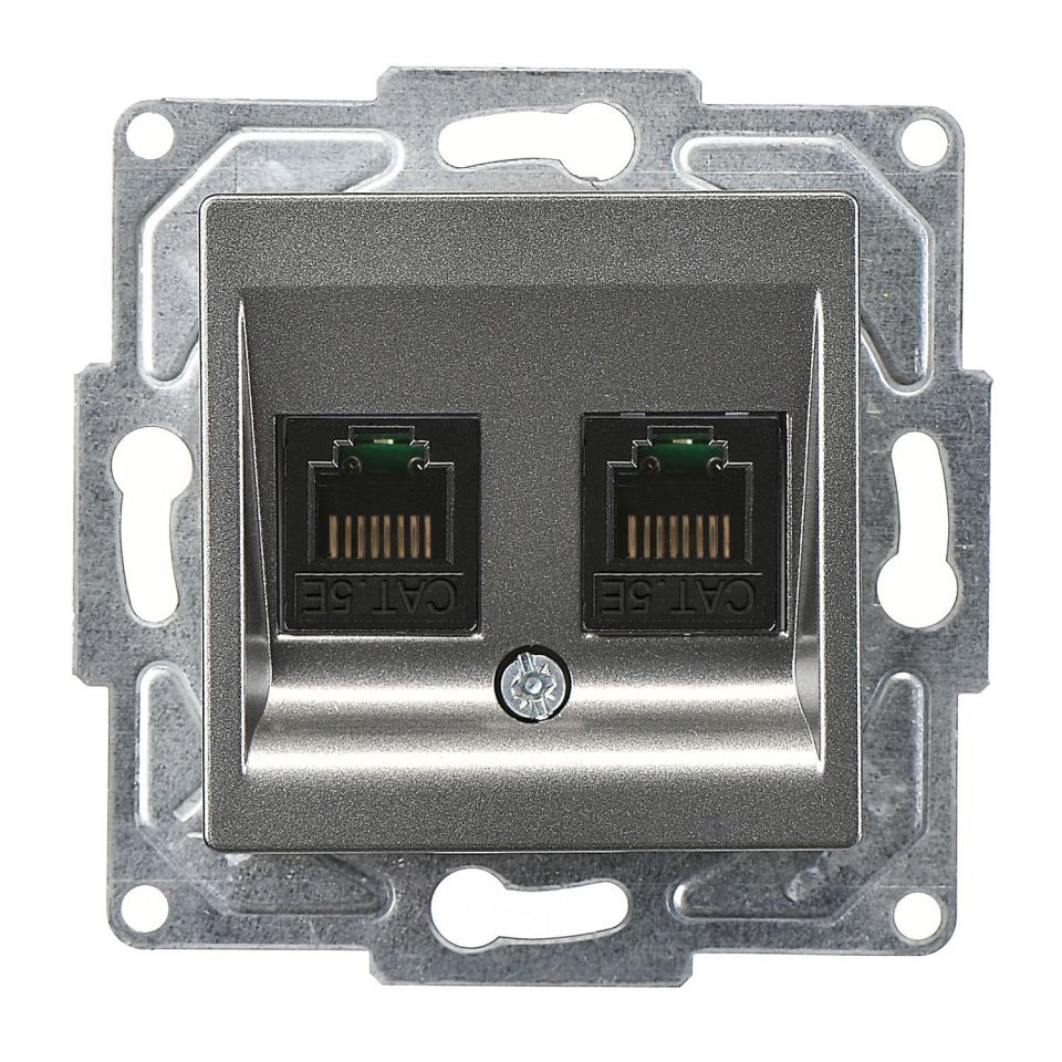 Günsan Eqona Füme Vidalı İkili Data Prizi (2 x RJ45 Cat5E)