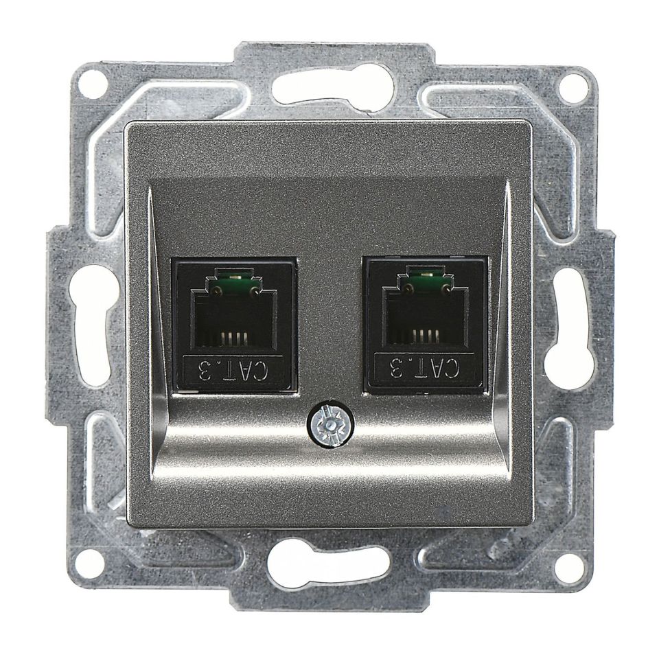 Günsan Eqona Füme Vidalı İkili Nümeris Telefon Prizi (2 x Cat3)