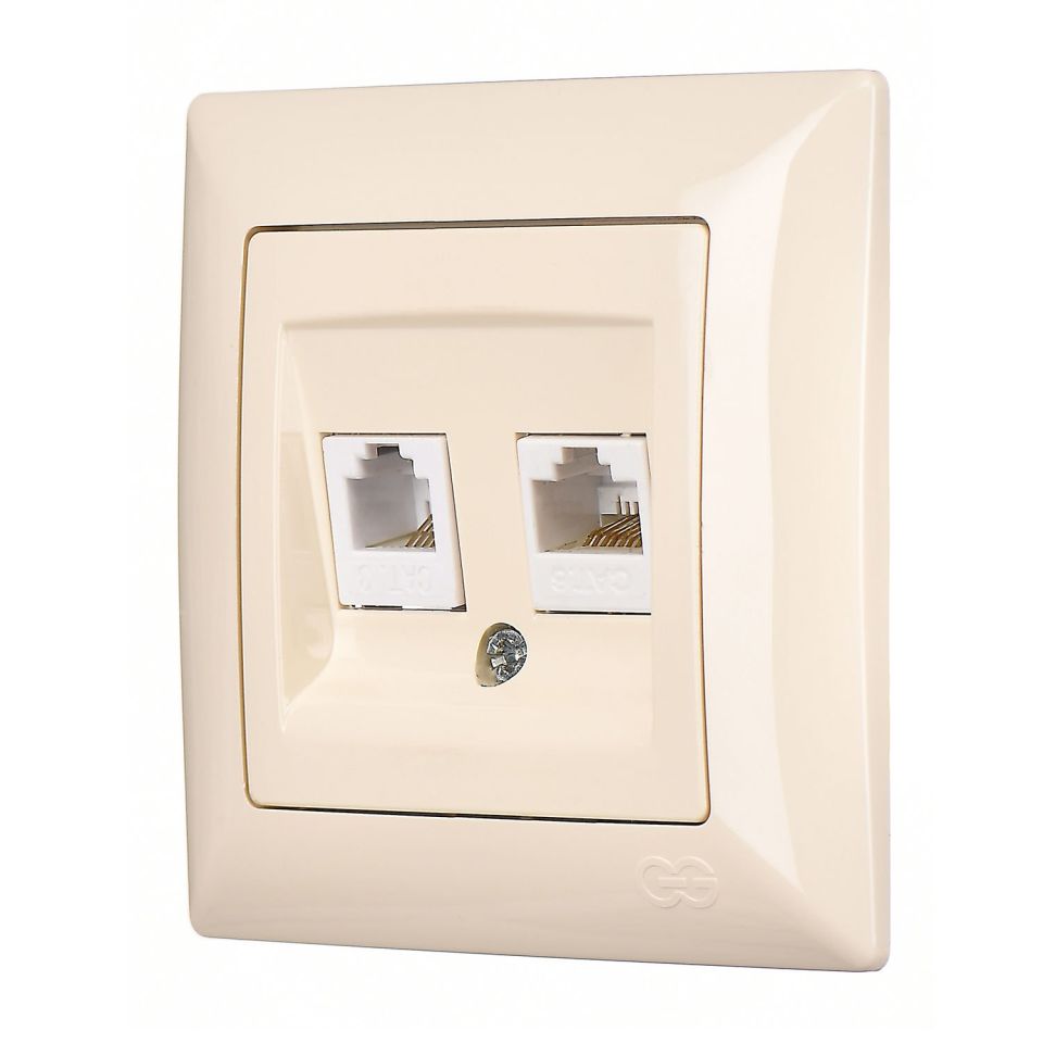 Günsan Visage Data + Nümeris Telefon Prizi (RJ45 Cat6 + Cat3) Krem