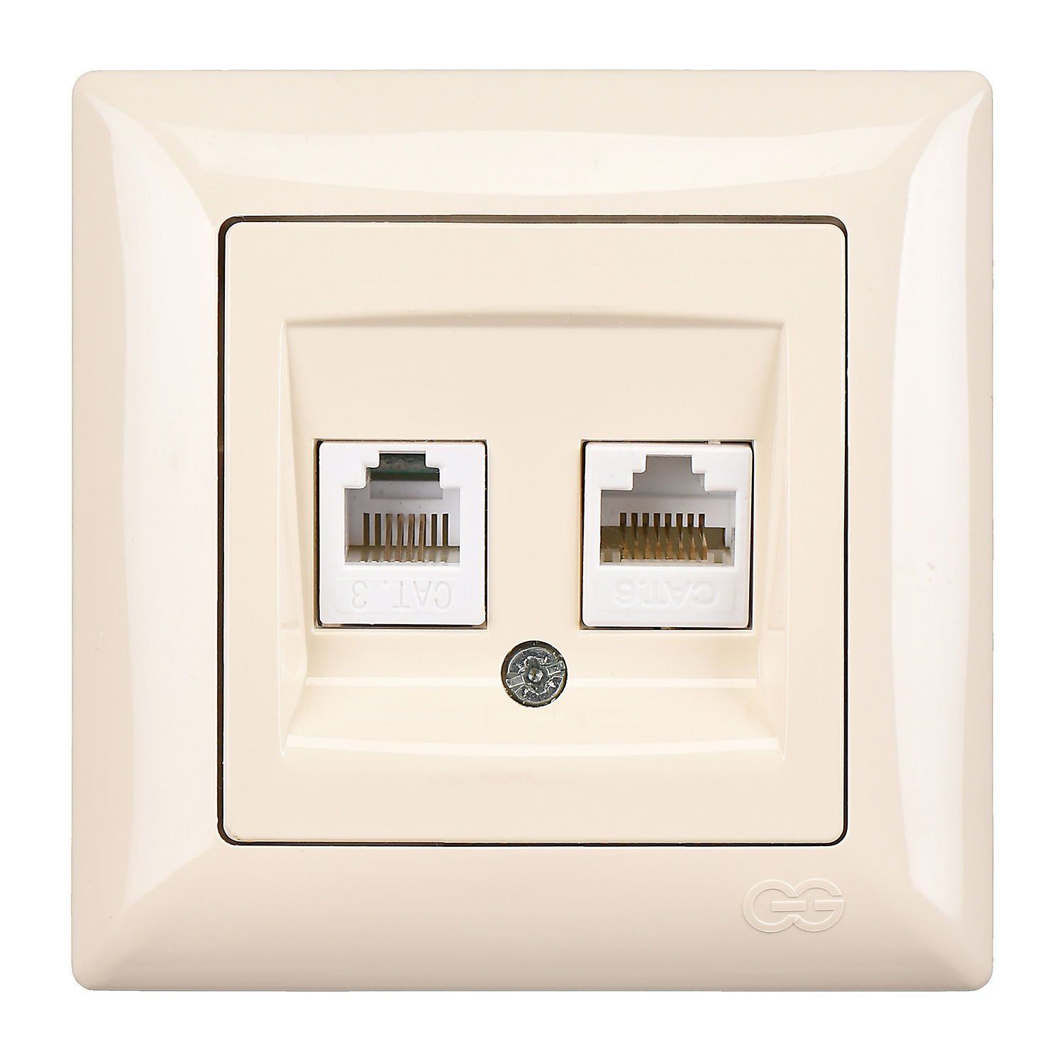 Günsan Visage Data + Nümeris Telefon Prizi (RJ45 Cat6 + Cat3) Krem