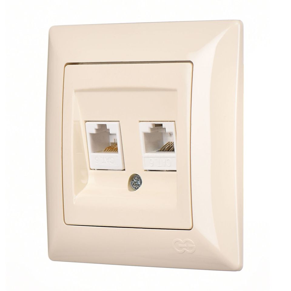 Günsan Visage İkili Data Prizi (2 x RJ45 Cat6) Krem