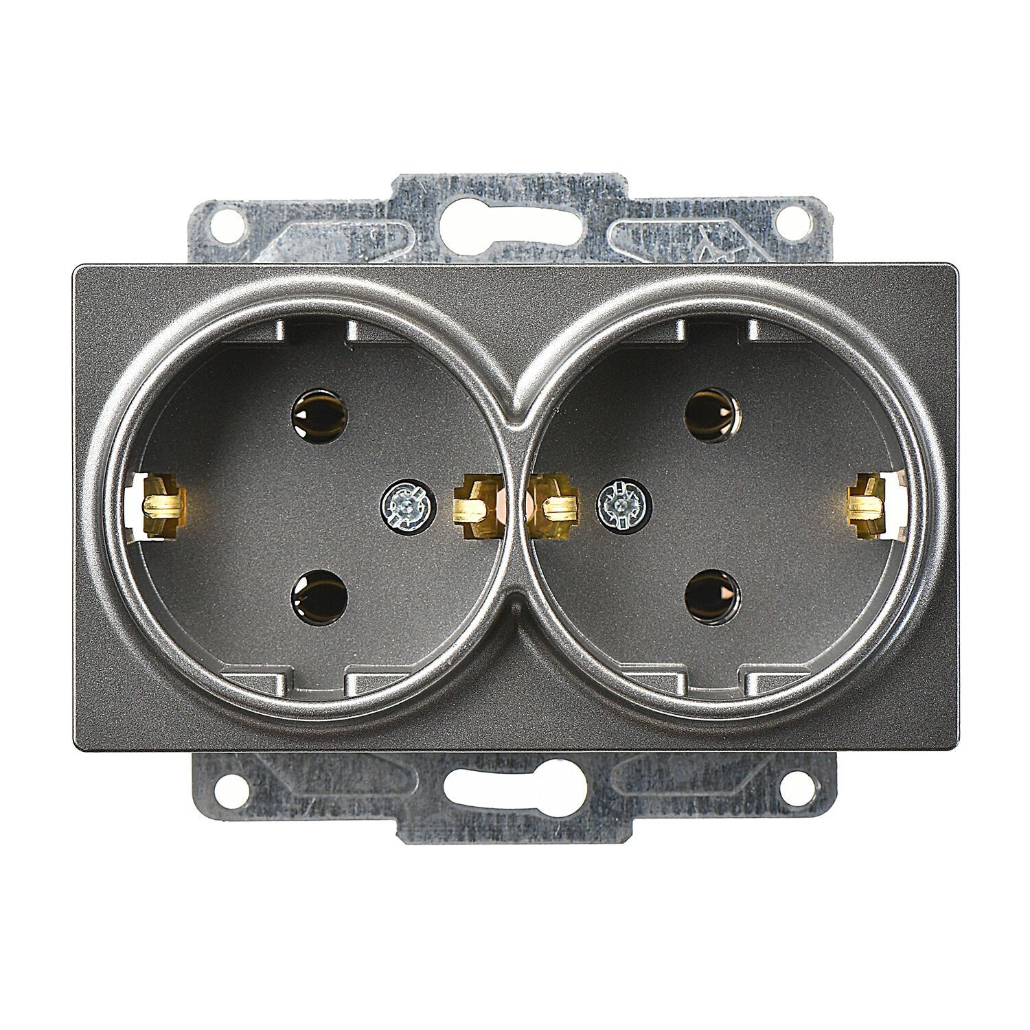 Günsan Eqona Füme İkili Topraklı Priz- 16A 250V - Vidalı