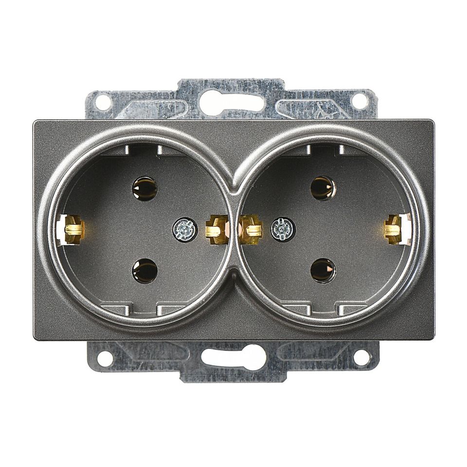 Günsan Eqona Füme İkili Topraklı Priz- 16A 250V - Vidalı