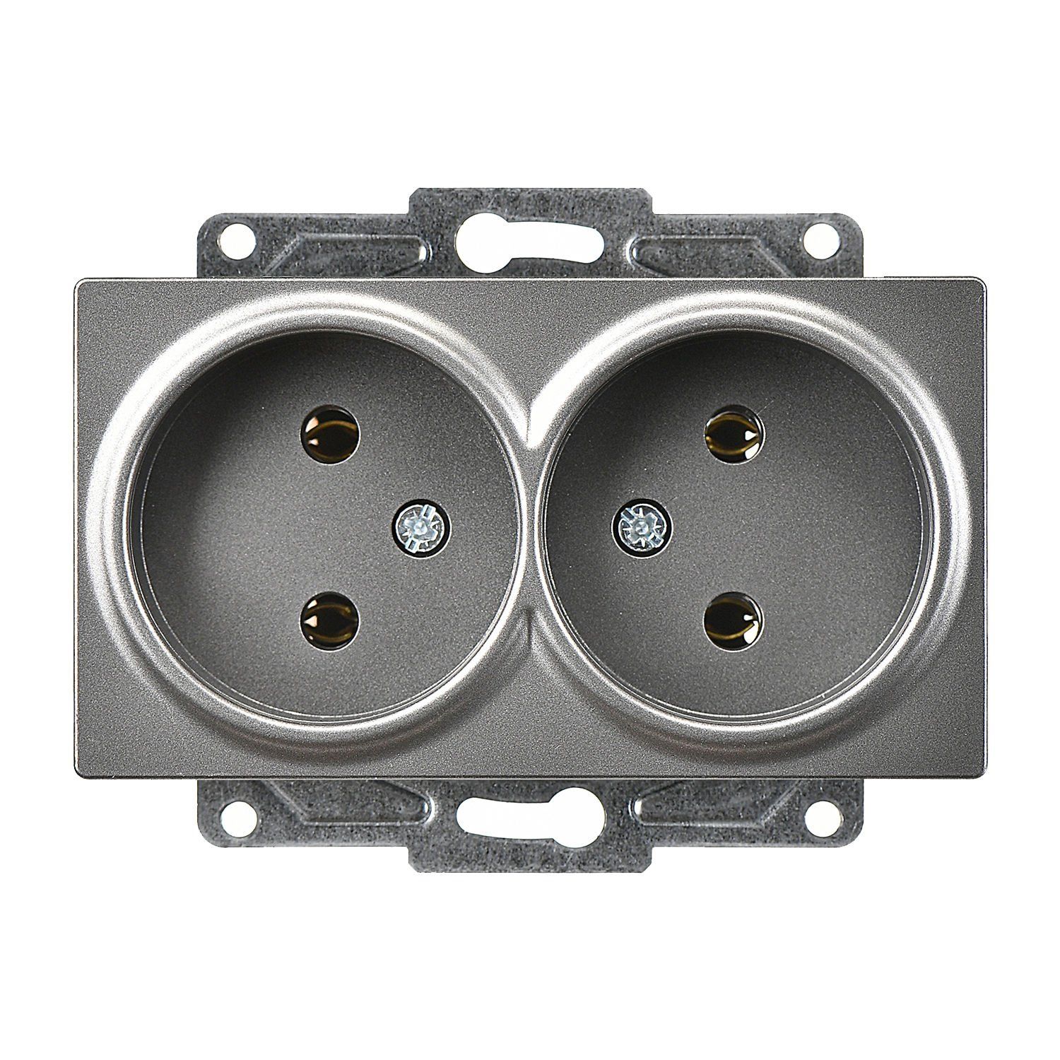 Günsan Eqona Füme İkili Priz- 16A 250V - Vidalı