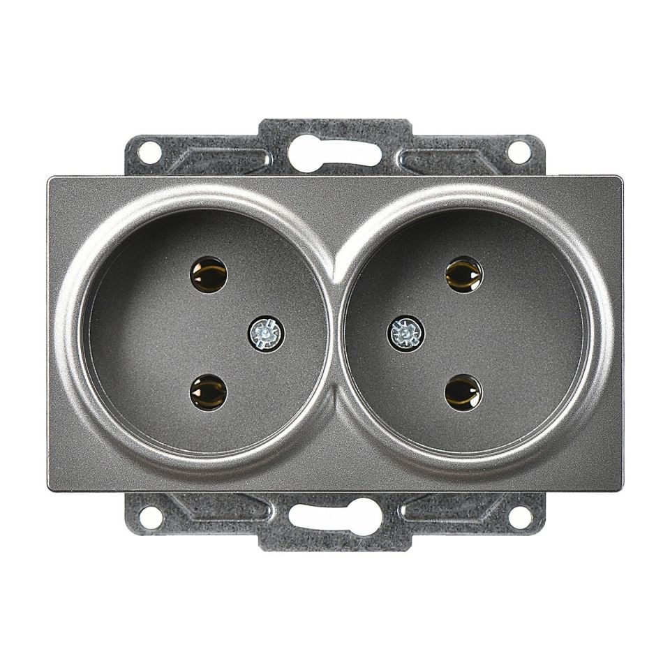 Günsan Eqona Füme İkili Priz- 16A 250V - Vidalı