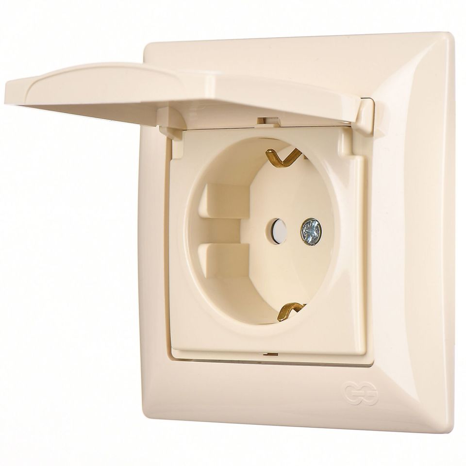 Günsan Visage Çocuk Korumalı Kapaklı Topraklı Priz Krem