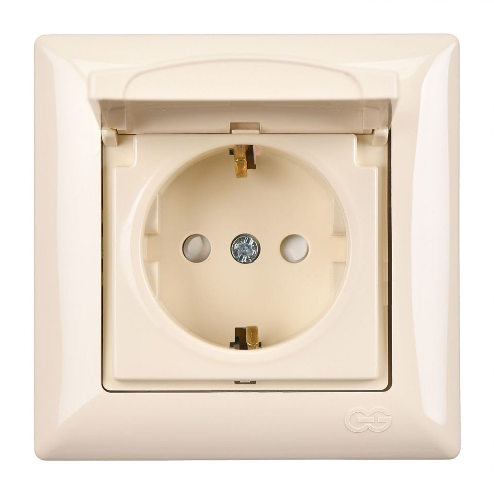 Günsan Visage Çocuk Korumalı Kapaklı Topraklı Priz Krem