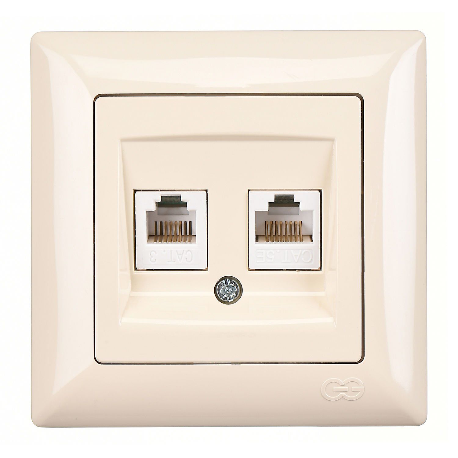 Günsan Visage Data + Nümeris Telefon Prizi (RJ45 Cat5E + Cat3) Krem