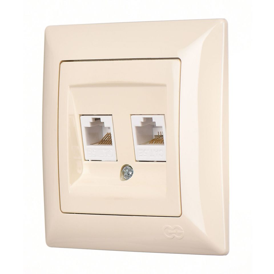 Günsan Visage İkili Data Prizi (2 x RJ45 Cat5E) Krem
