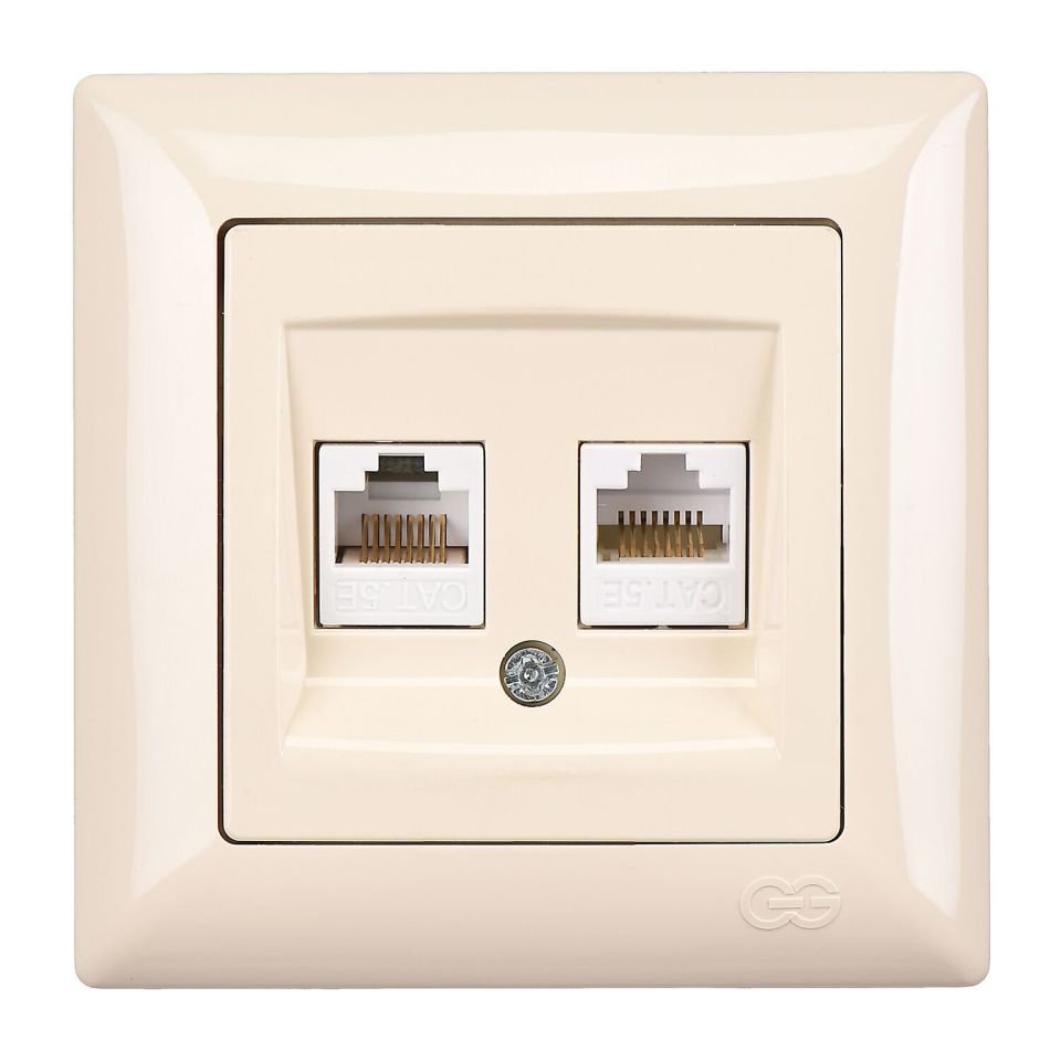 Günsan Visage İkili Data Prizi (2 x RJ45 Cat5E) Krem