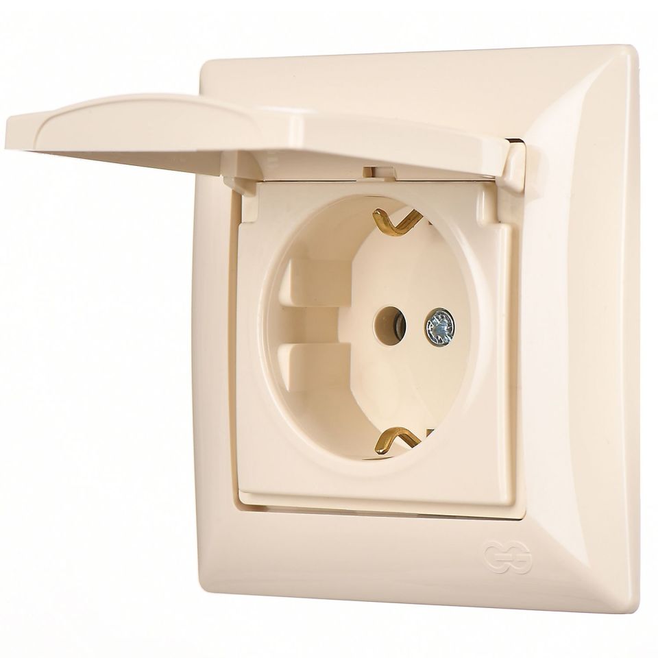 Günsan Visage Kapaklı Topraklı Priz Krem