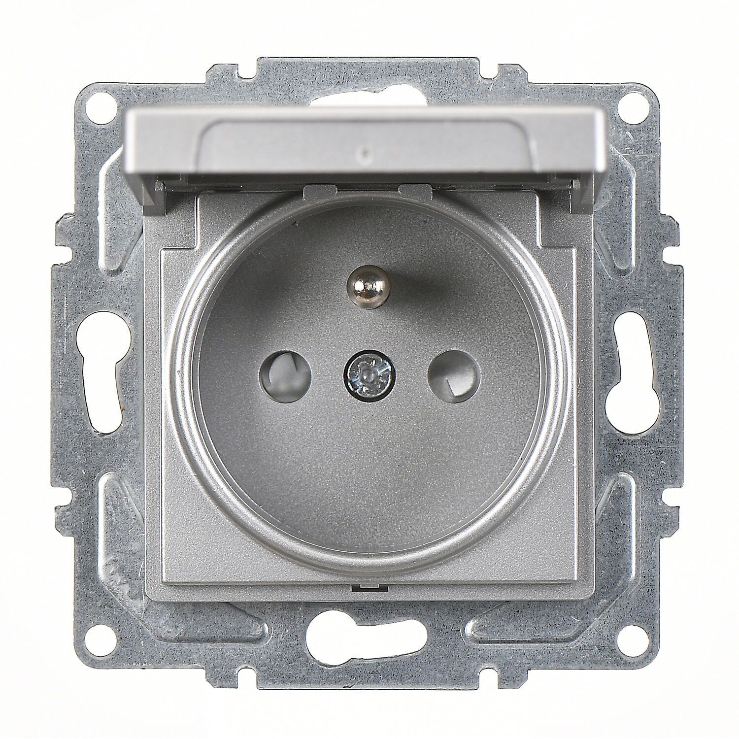 Günsan Eqona Gümüş Çocuk Korumalı Kapaklı UPS Priz - Klipsli