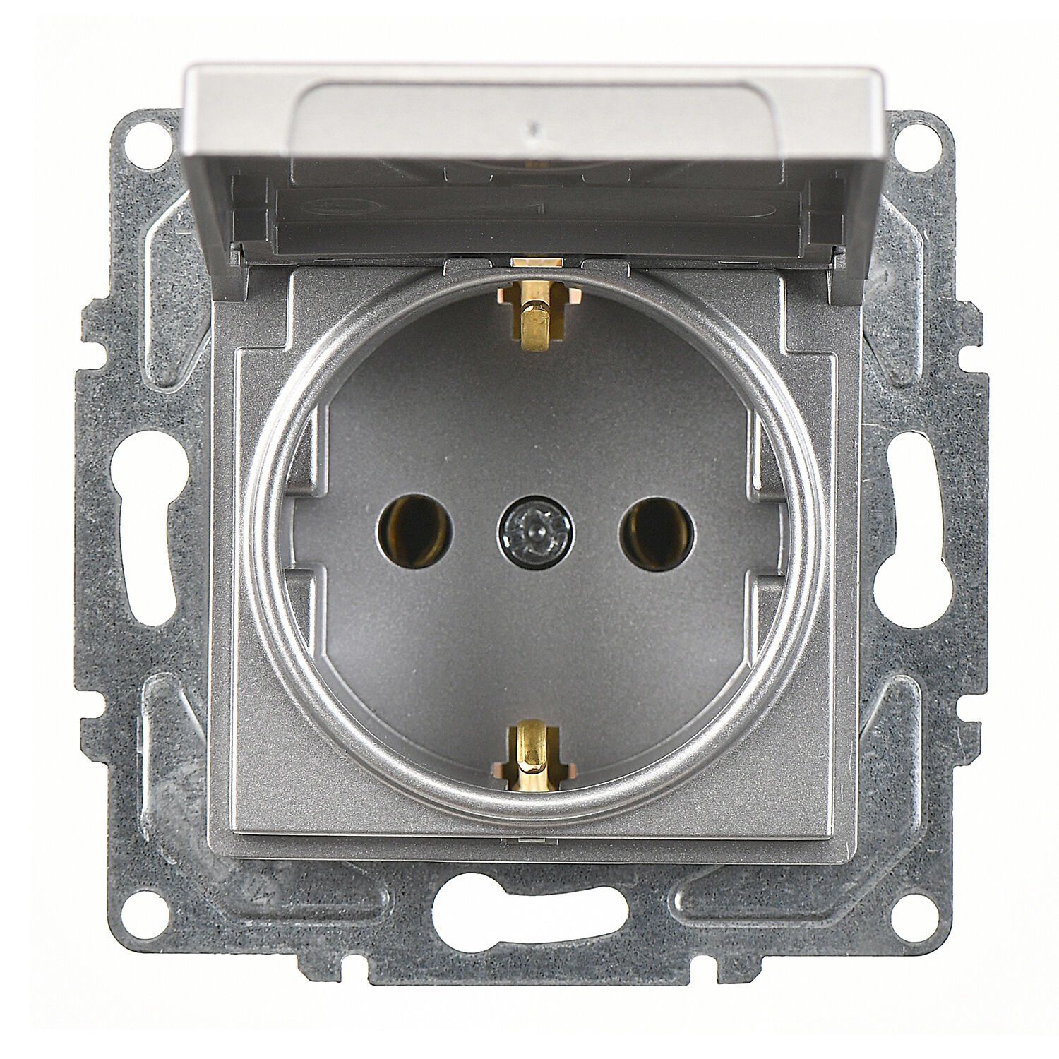 Günsan Eqona Gümüş Kapaklı Topraklı Priz- 16A 250V - Klipsli