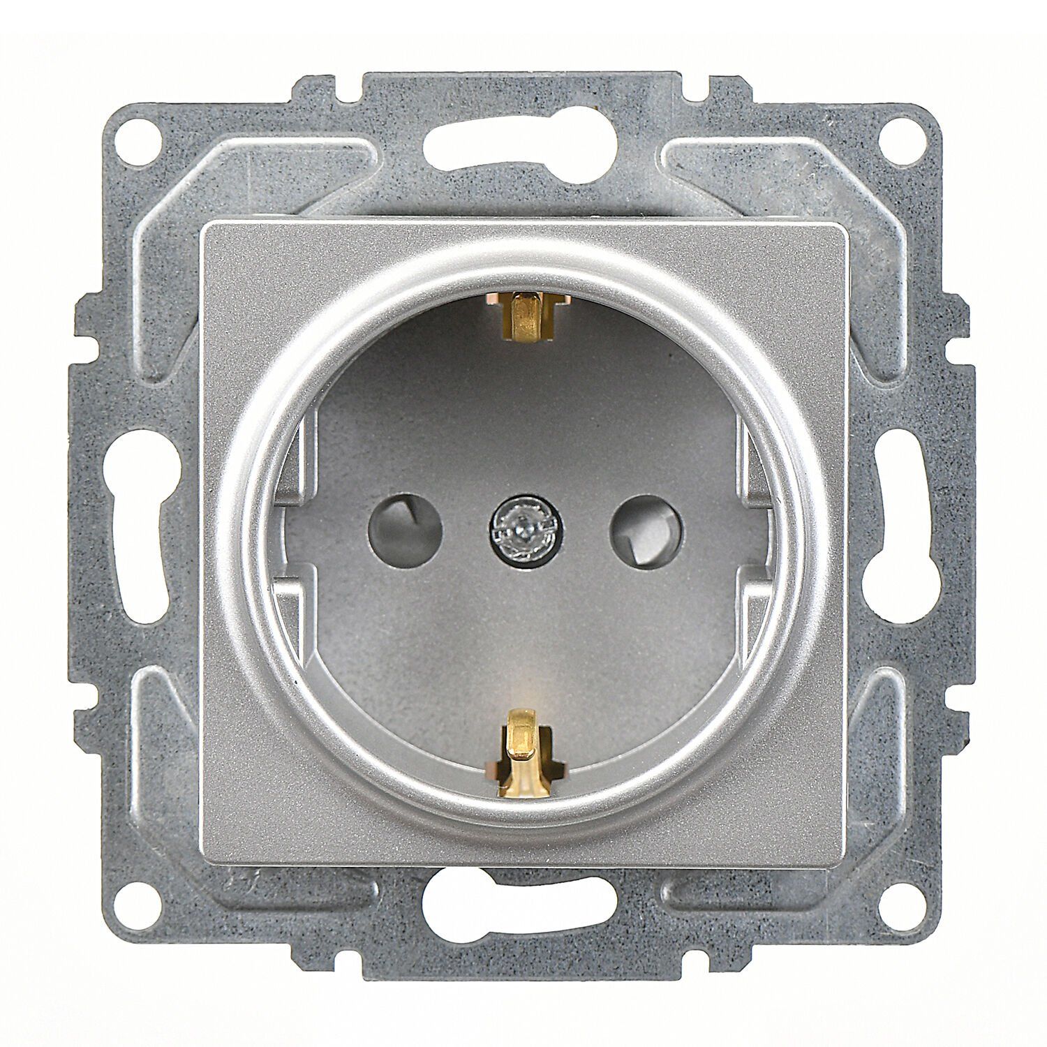 Günsan Eqona Gümüş Çocuk Korumalı Topraklı Priz - 16A 250V - Klipsli