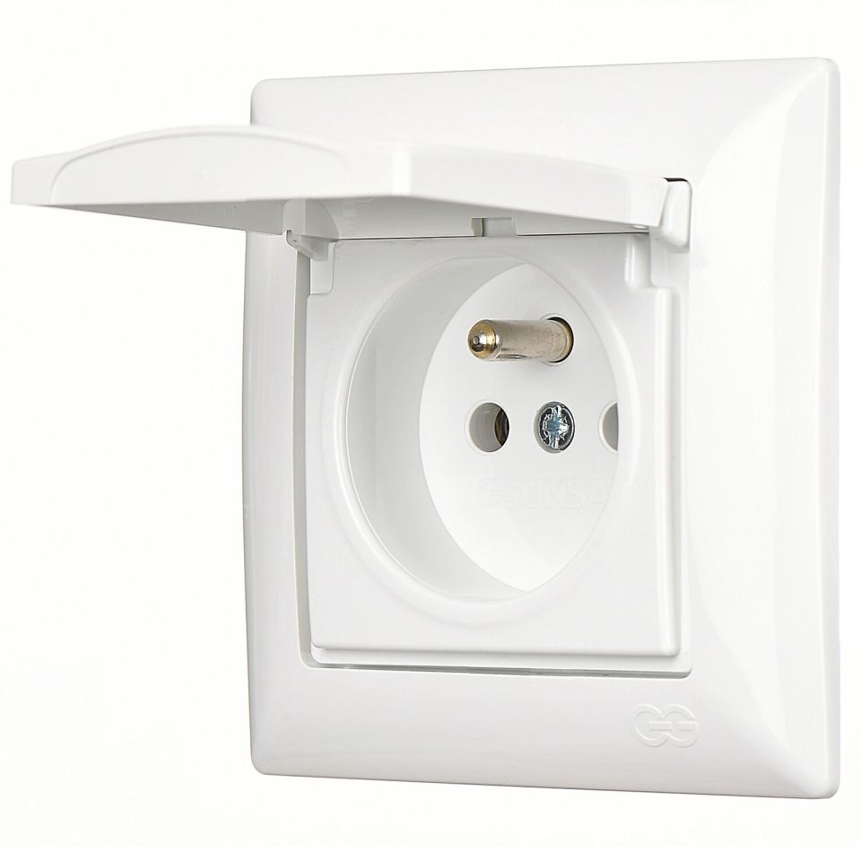 Günsan Visage Kapaklı UPS Priz (klipsli) Beyaz