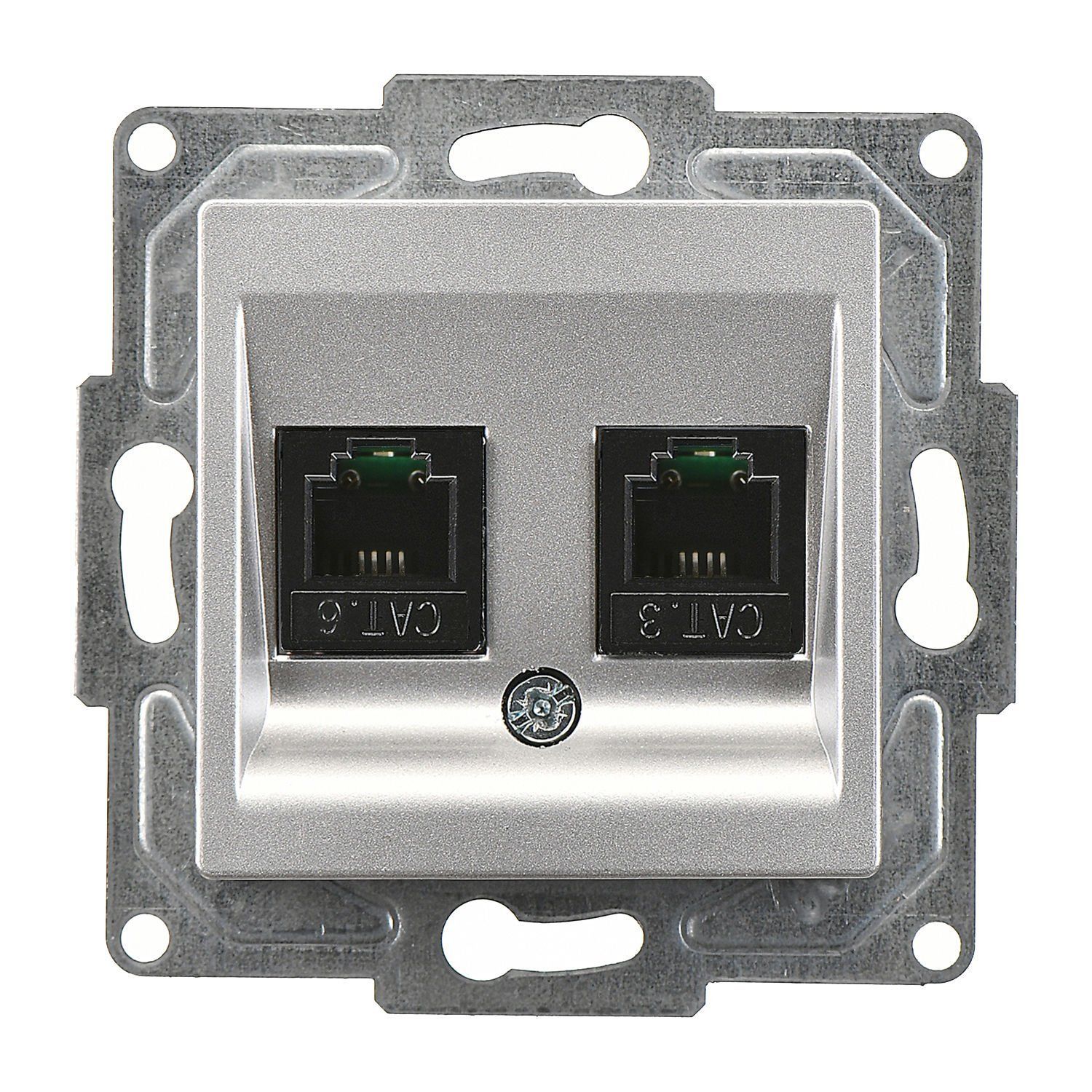 Günsan Eqona Gümüş Vidalı Data & Nümeris Telefon Prizi (RJ45 Cat5E + Cat3)