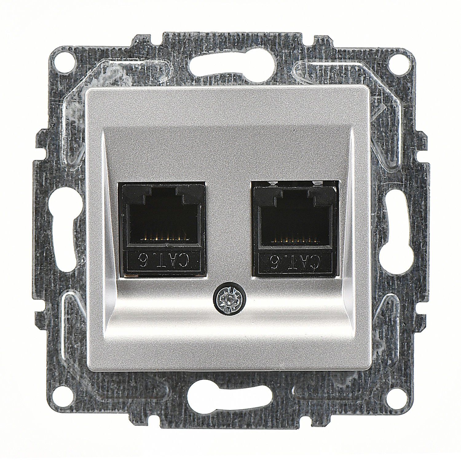 Günsan Eqona Gümüş Vidalı İkili Data Prizi (2 x RJ45 Cat6)