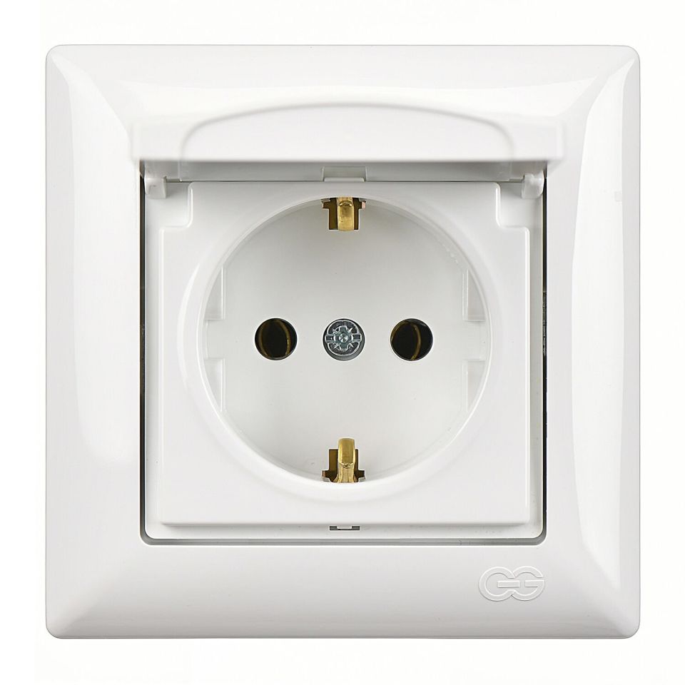 Günsan Visage Kapaklı Topraklı Priz (klipsli) Beyaz