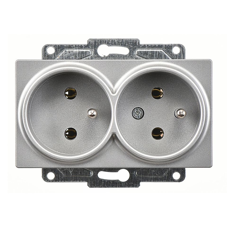 Günsan Eqona Gümüş İkili UPS Priz- 16A 250V - Vidalı