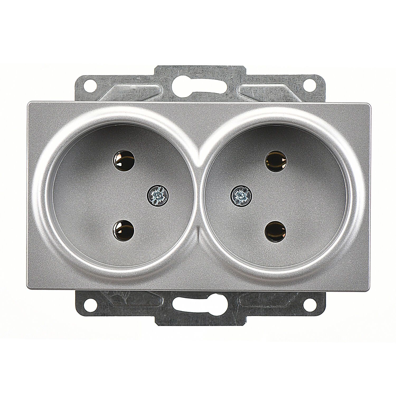 Günsan Eqona Gümüş İkili Priz- 16A 250V - Vidalı